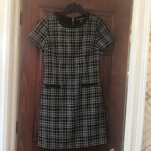 Karl Langerfeld tweed dress with leather assets